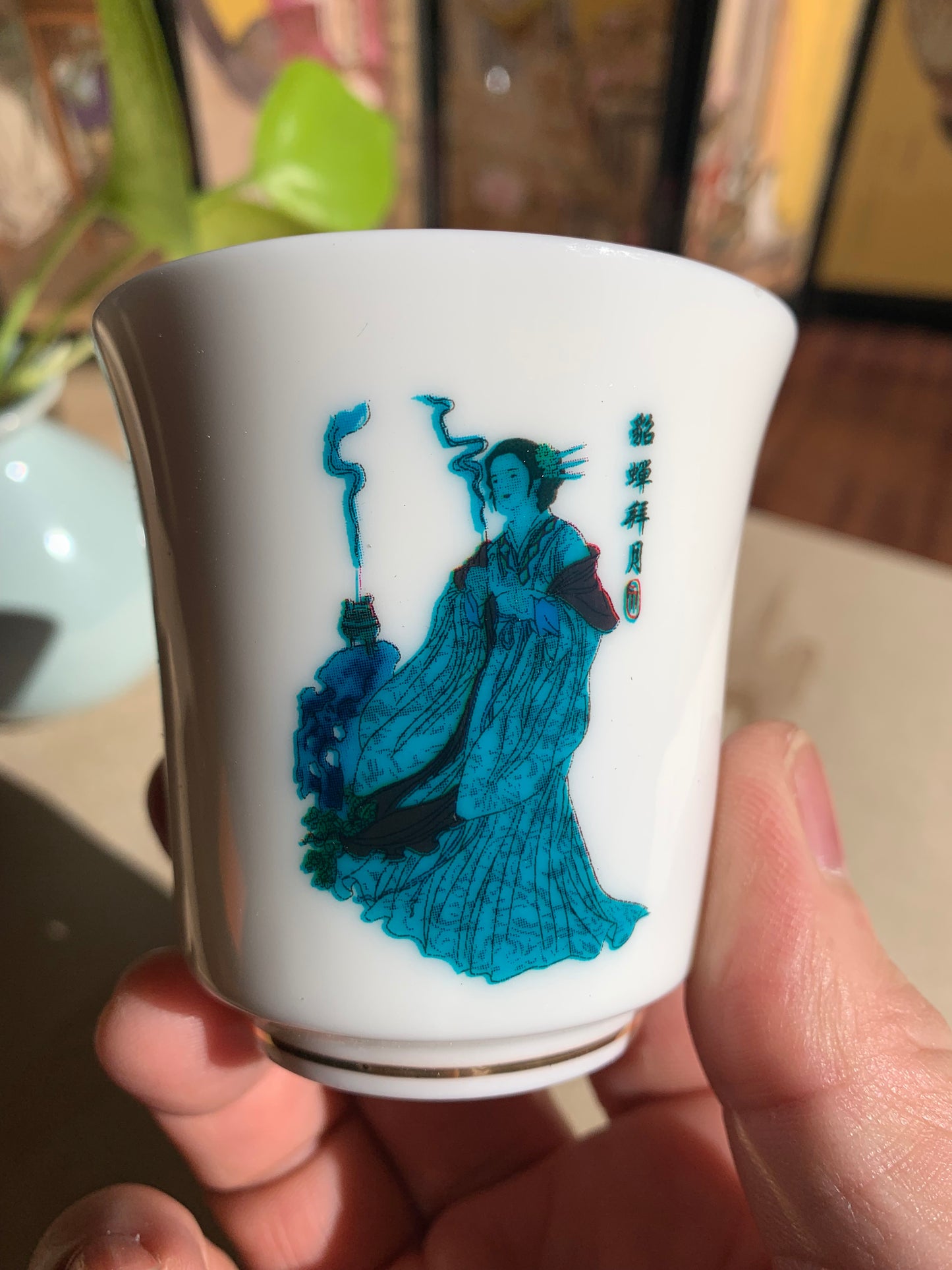 Magic Teacup--Beauty in Pink, Diao Chan Worships the Moon