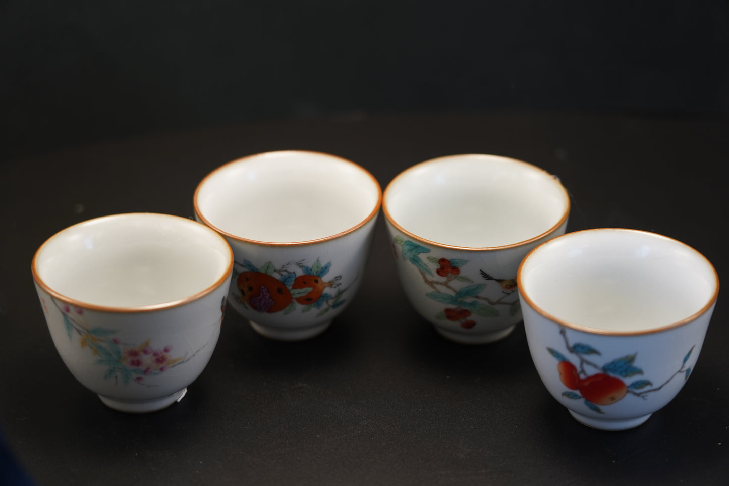 Ru Ware Fruit Pattern Teaup Set Persimmon