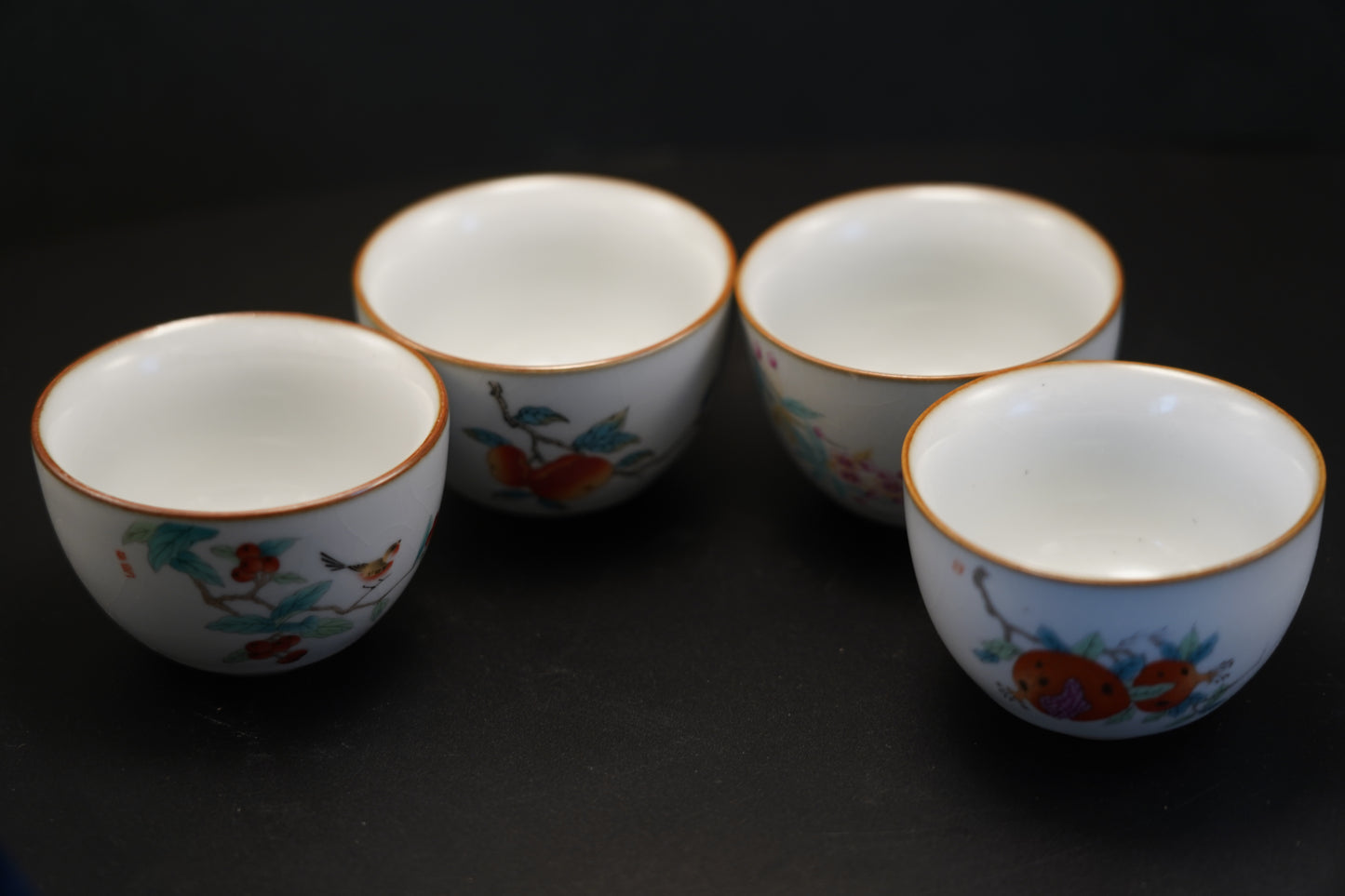 Ru Ware Fruit Pattern Teaup Set Persimmon