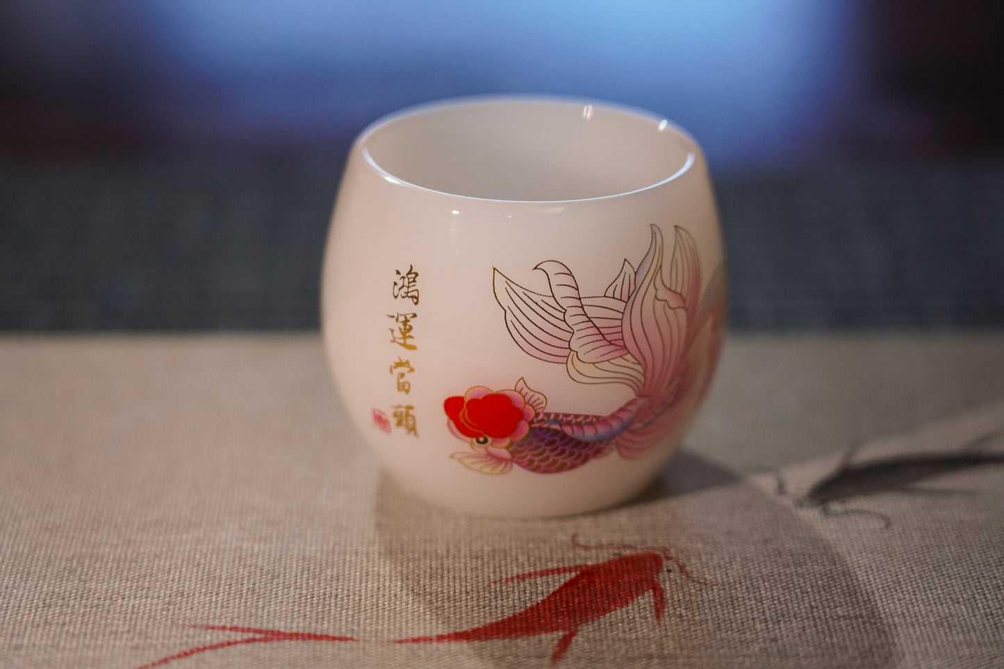 Non-transparent Glass Teacup, Goldfish