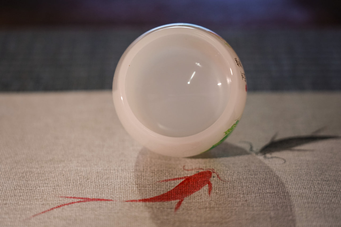 Non-transparent Glass Teacup, Auspicious Cabbage & Rabbit