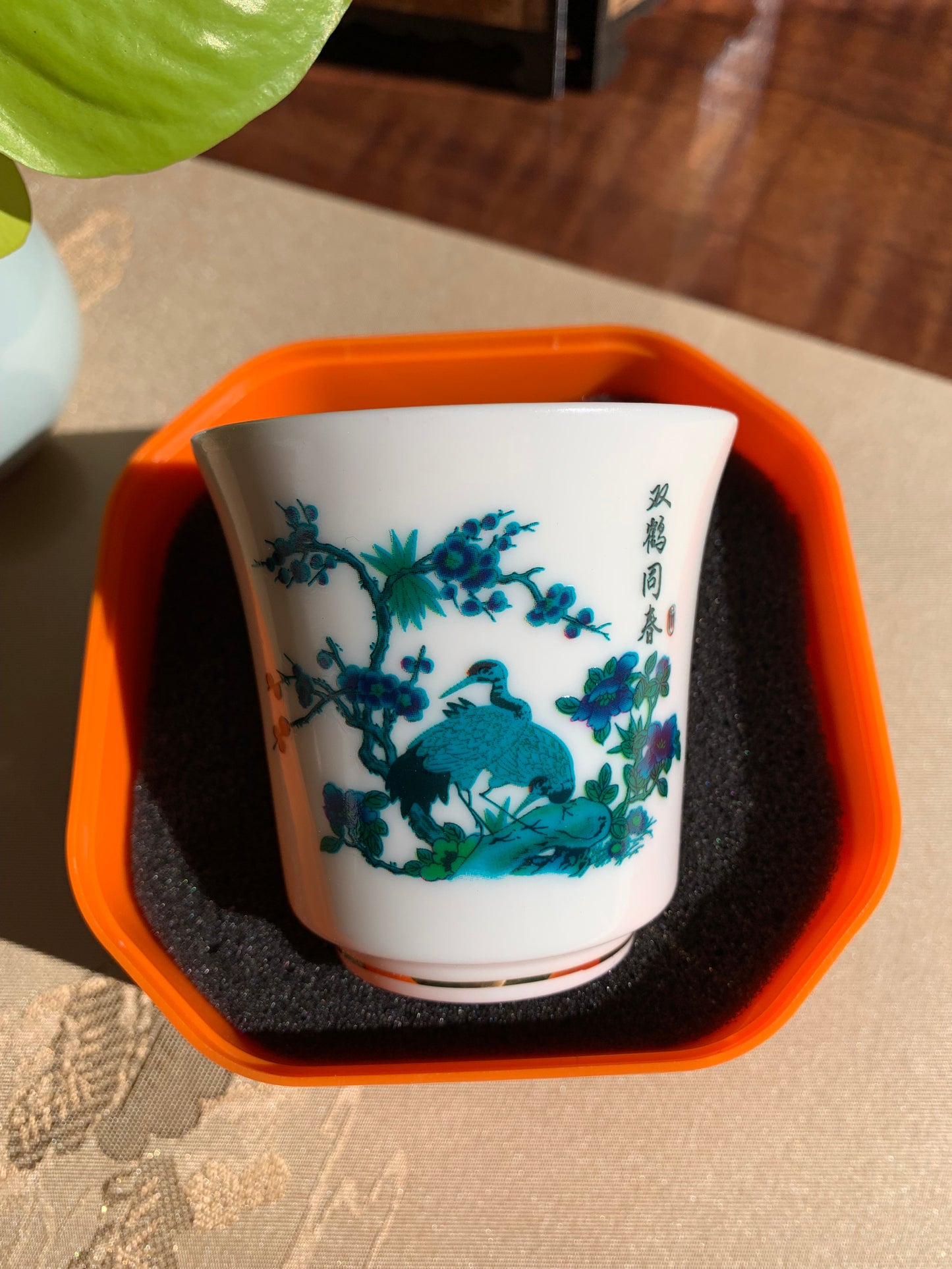 Magic Teacup--Crane & Flowers