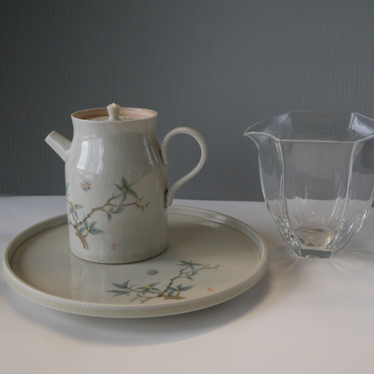 2 Style Flower Handmade Ash Ceramic Gift Tea Set