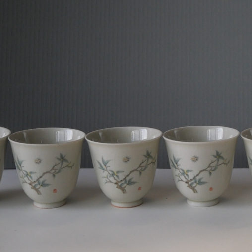2 Style Flower Handmade Ash Ceramic Gift Tea Set