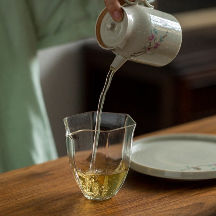 2 Style Flower Handmade Ash Ceramic Gift Tea Set