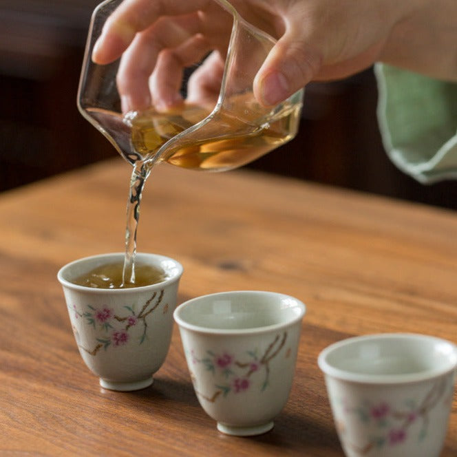 2 Style Flower Handmade Ash Ceramic Gift Tea Set