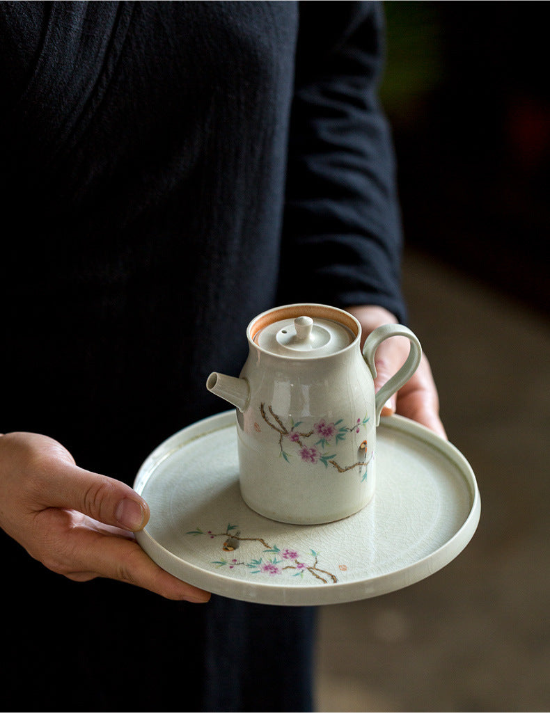 2 Style Flower Handmade Ash Ceramic Gift Tea Set
