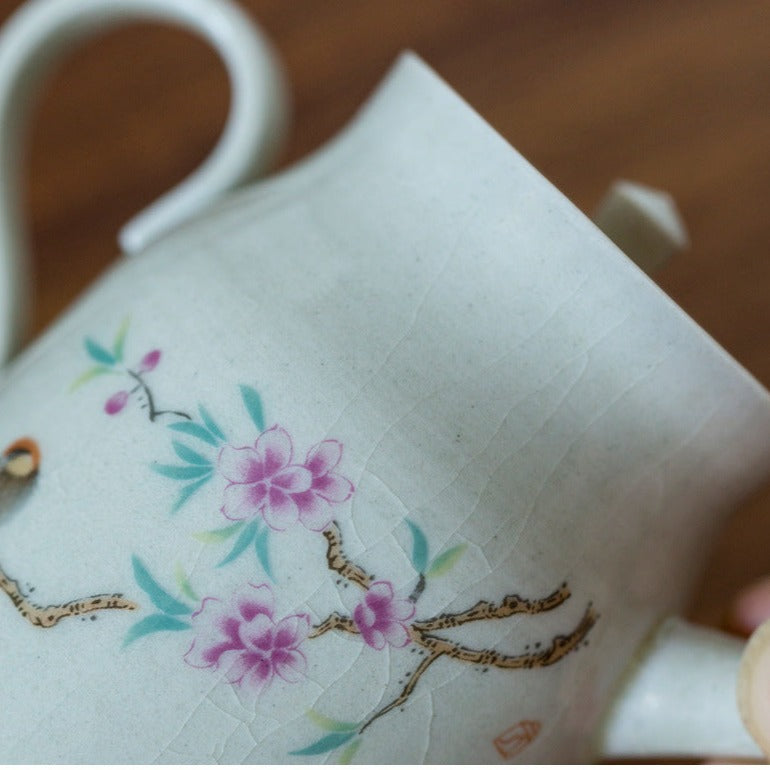2 Style Flower Handmade Ash Ceramic Gift Tea Set