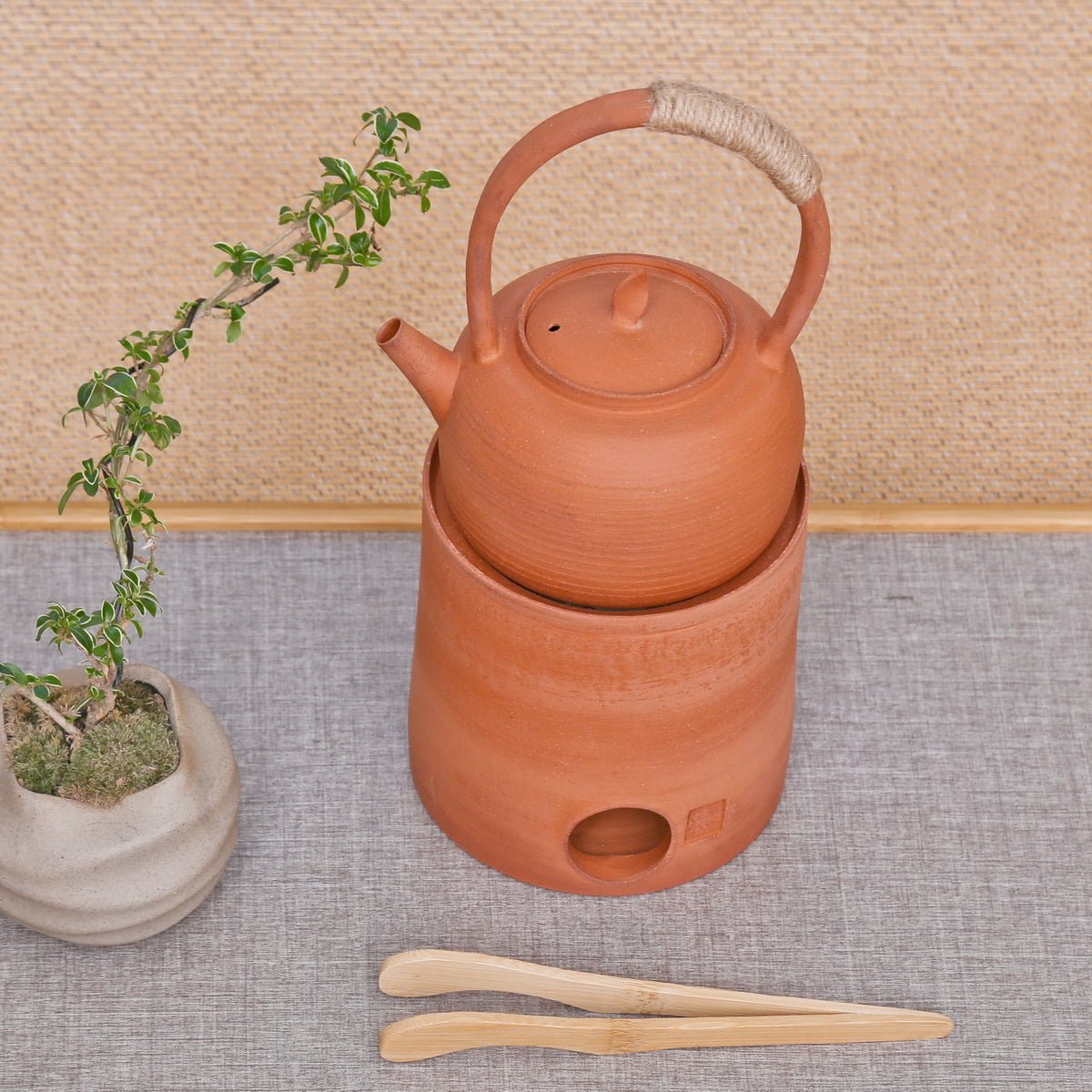 Chaozhou Red Clay Lifting handle Kettle And Stove - Taishan Tea Club