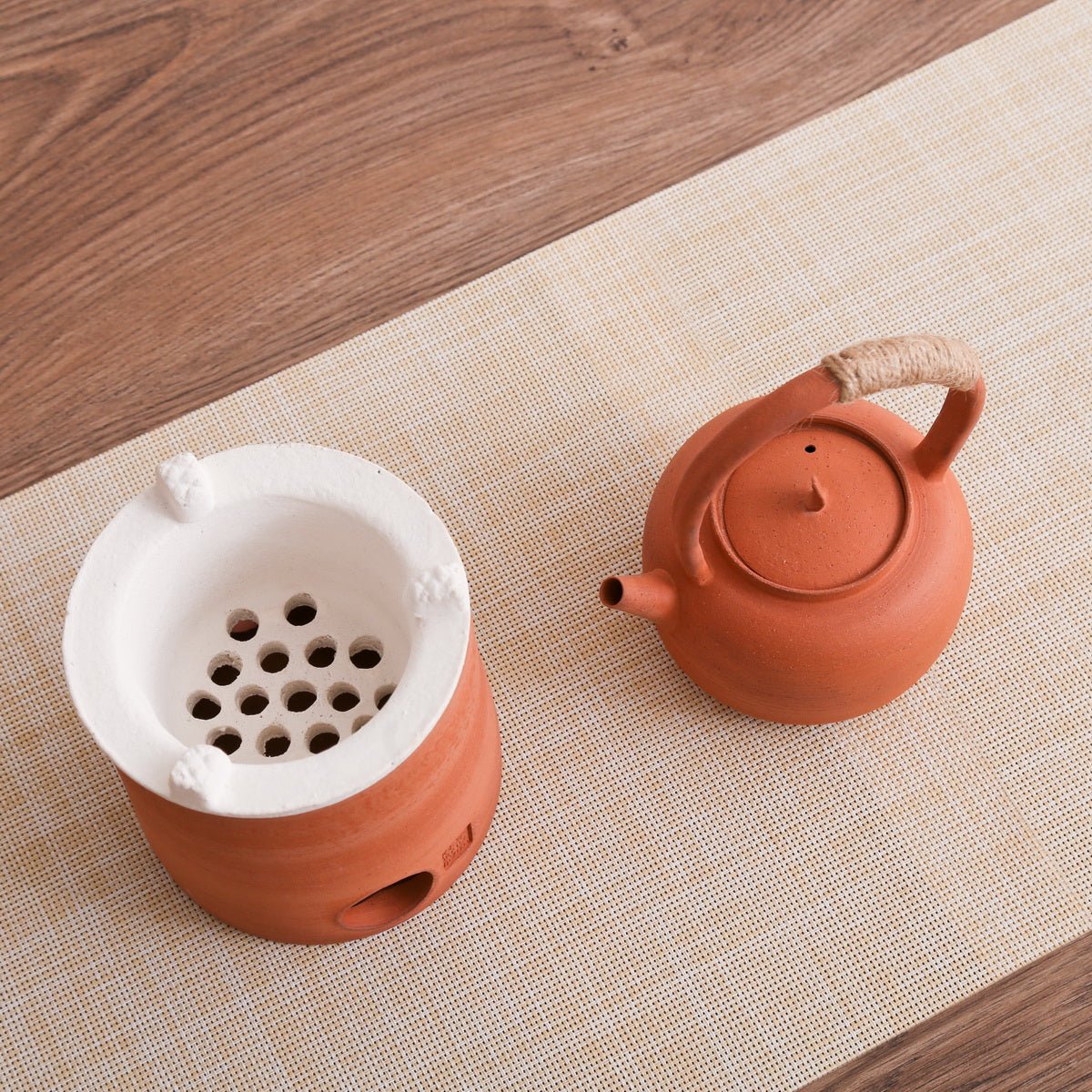 Chaozhou Red Clay Lifting handle Kettle And Stove - Taishan Tea Club