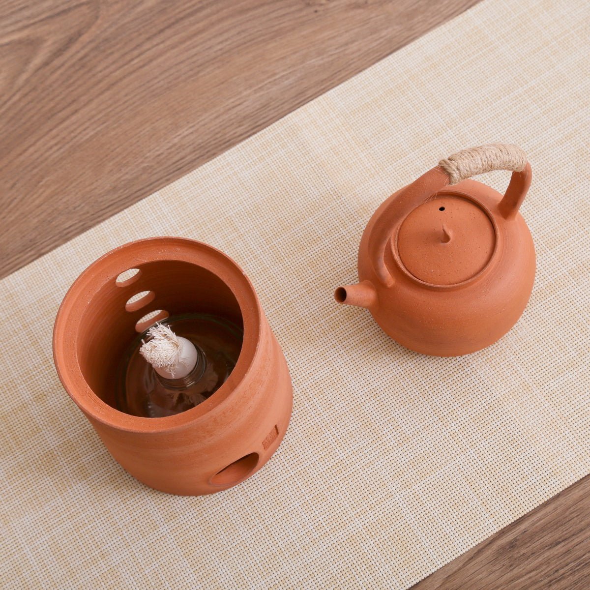 Chaozhou Red Clay Lifting handle Kettle And Stove - Taishan Tea Club