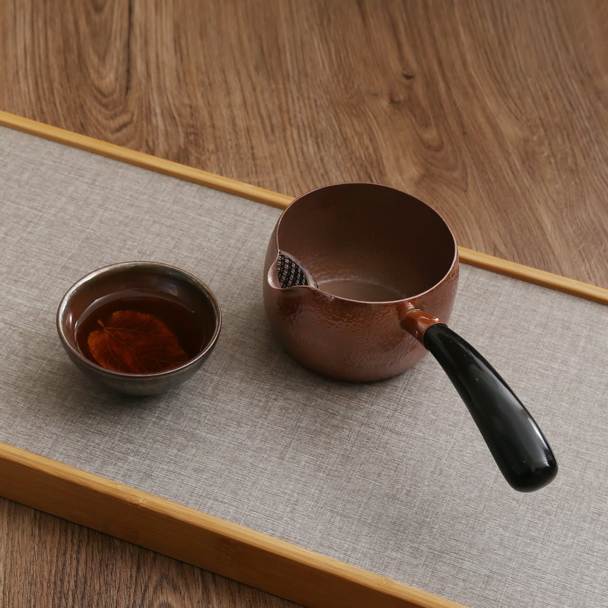 Copper Tea Boiler (without lid) - Side-handle, 600ml - Taishan Tea Club