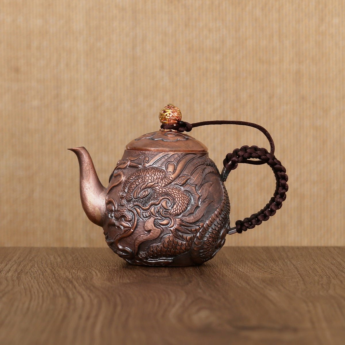 Dragon Handcrafted Lifting Handle Copper Teapot - Taishan Tea Club