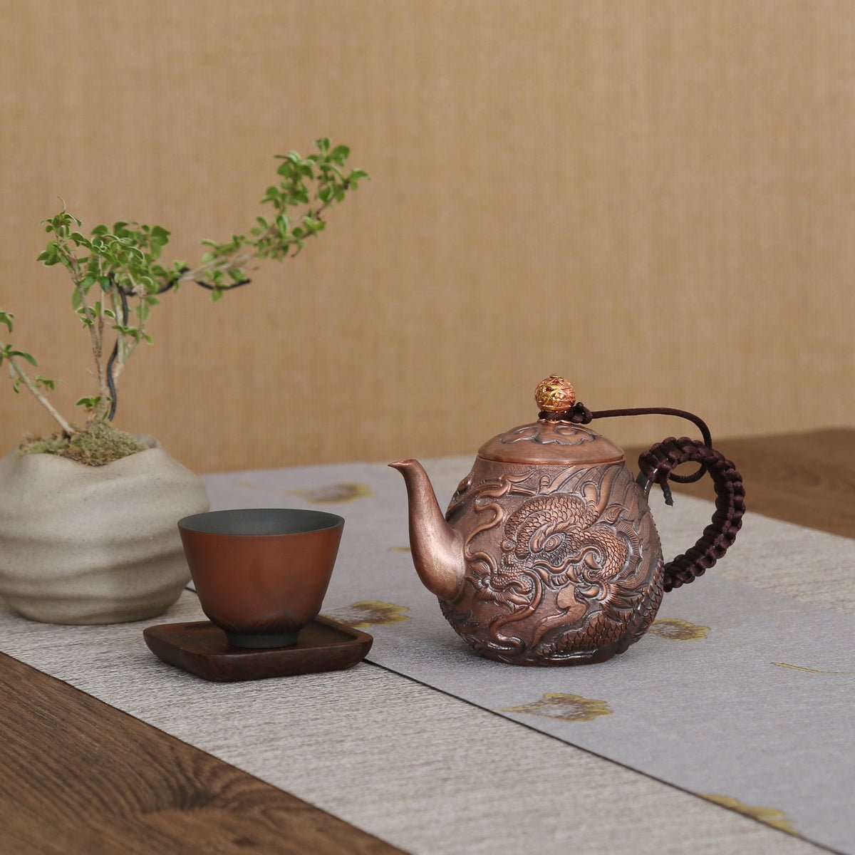 Dragon Handcrafted Lifting Handle Copper Teapot - Taishan Tea Club