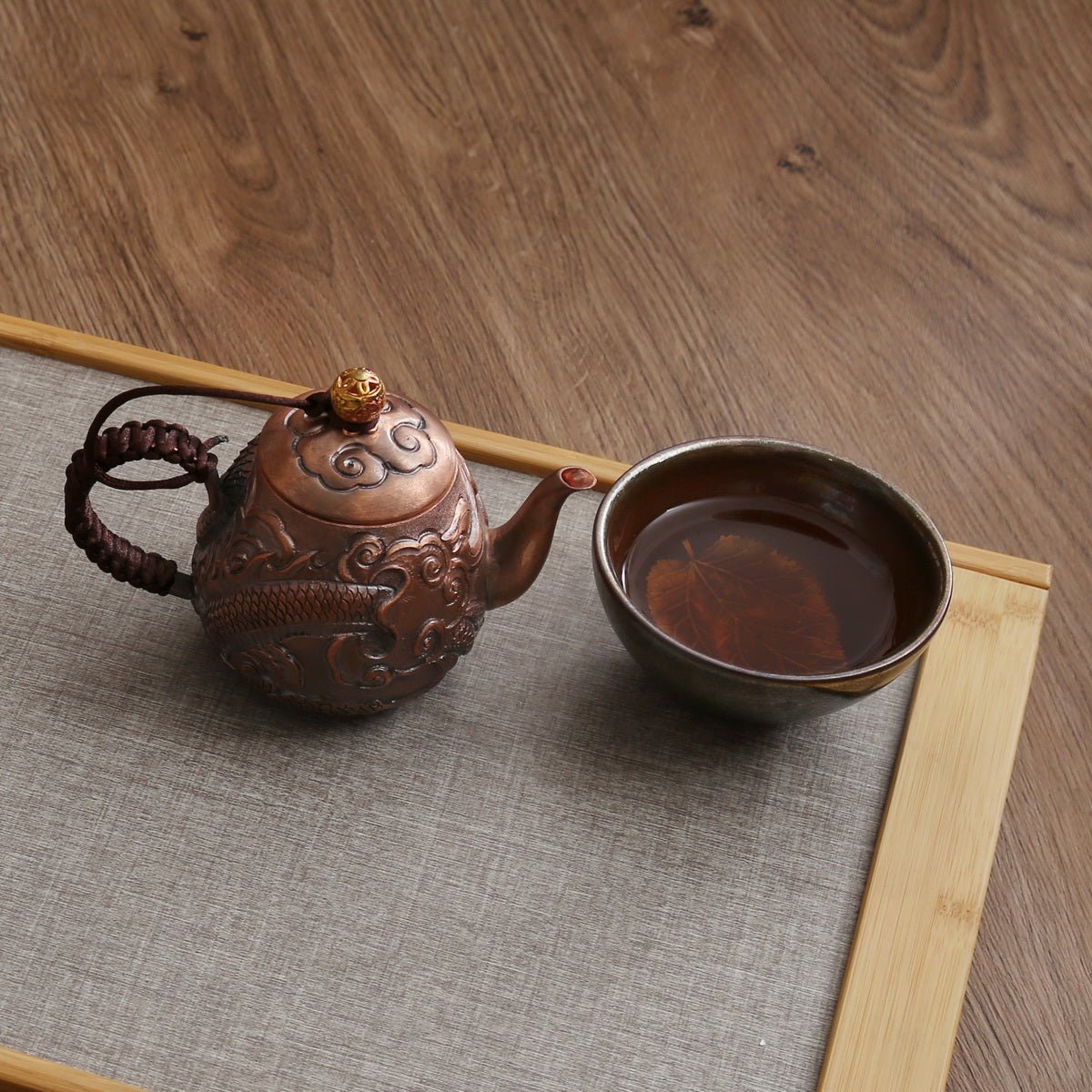 Dragon Handcrafted Lifting Handle Copper Teapot - Taishan Tea Club