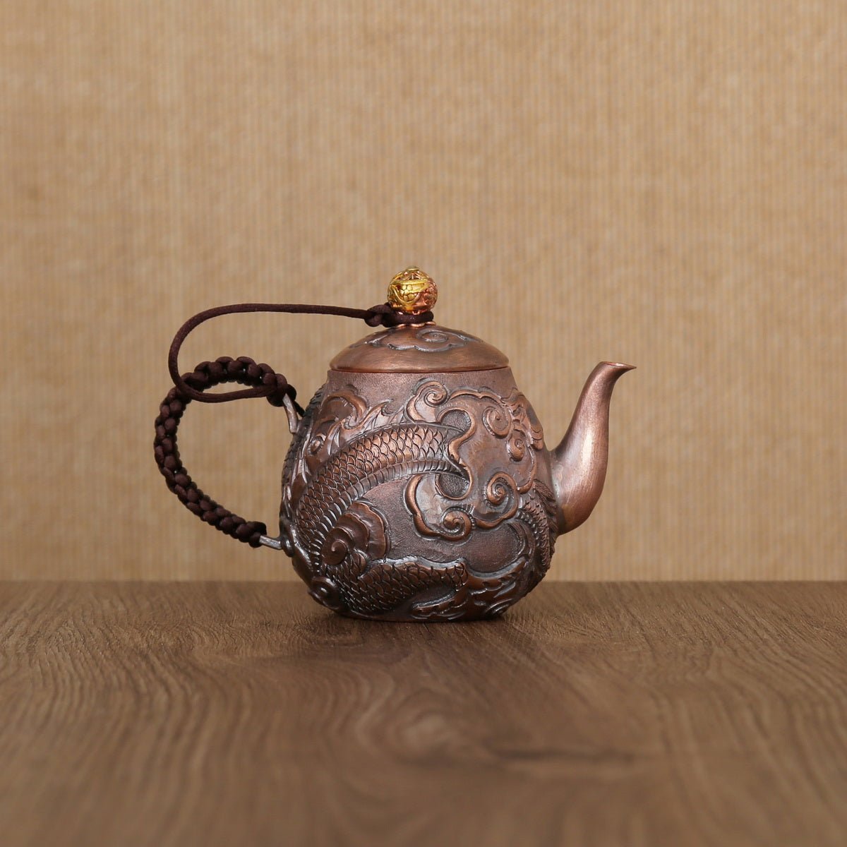 Dragon Handcrafted Lifting Handle Copper Teapot - Taishan Tea Club