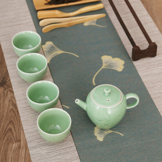 Longquan Celadon Ge Ware Orchid Flower Gift Tea Set - Taishan Tea Club