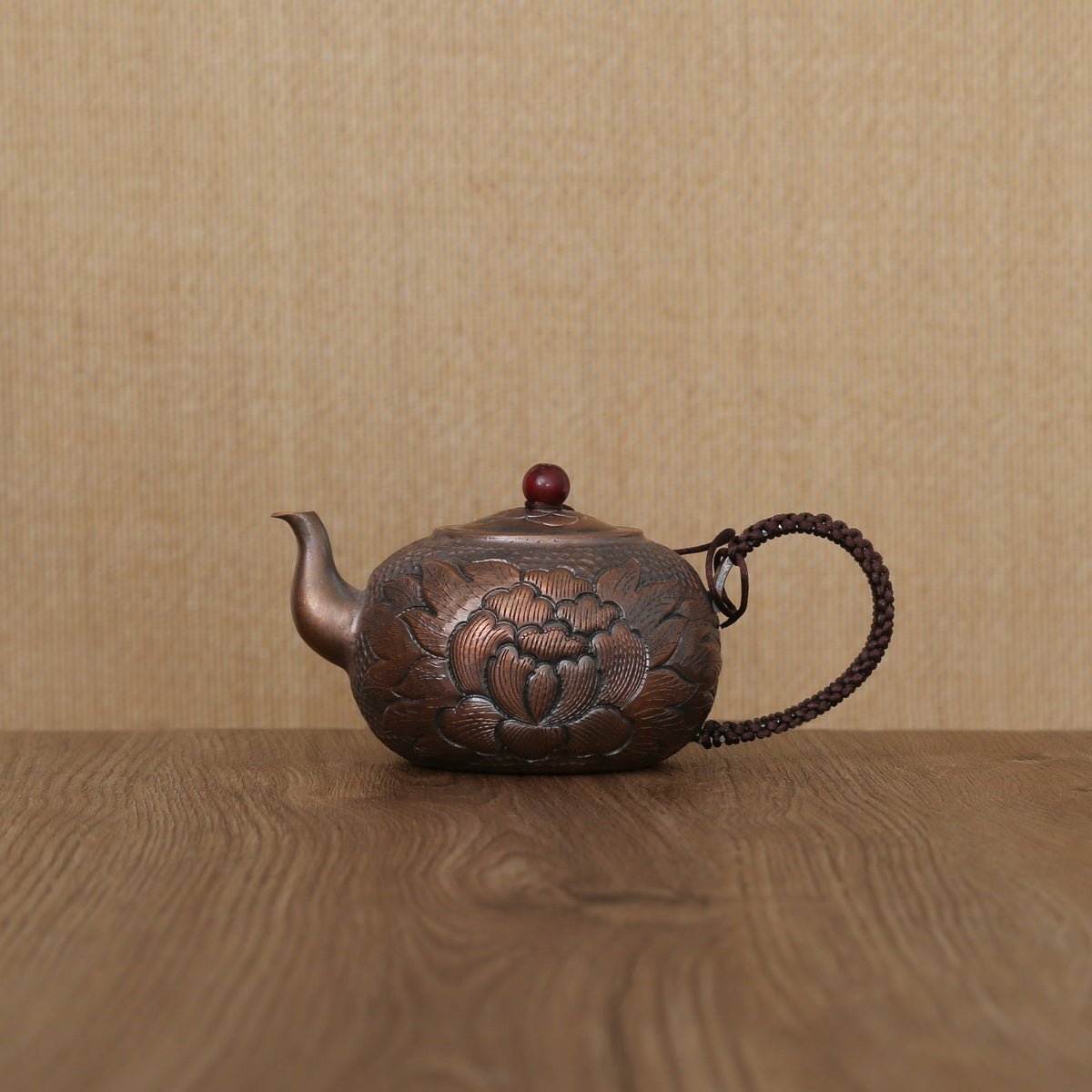 Peony Handcrafted Side handle Copper Teapot - Taishan Tea Club