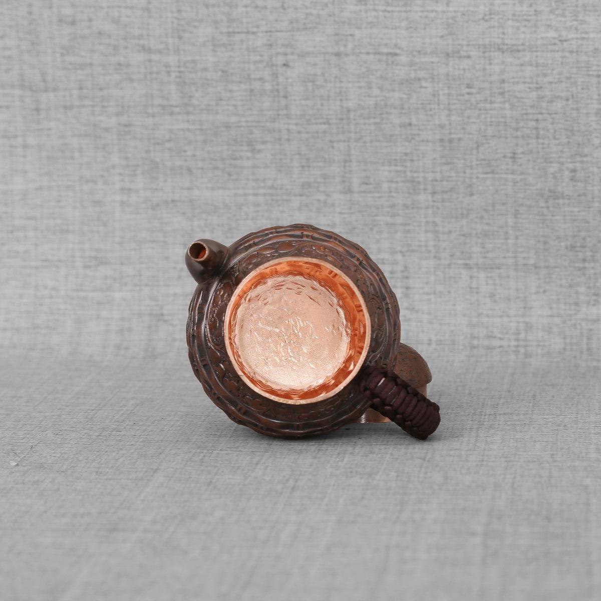Vintage Bamboo Weaving With Vine Pattern Copper Teapot - Taishan Tea Club