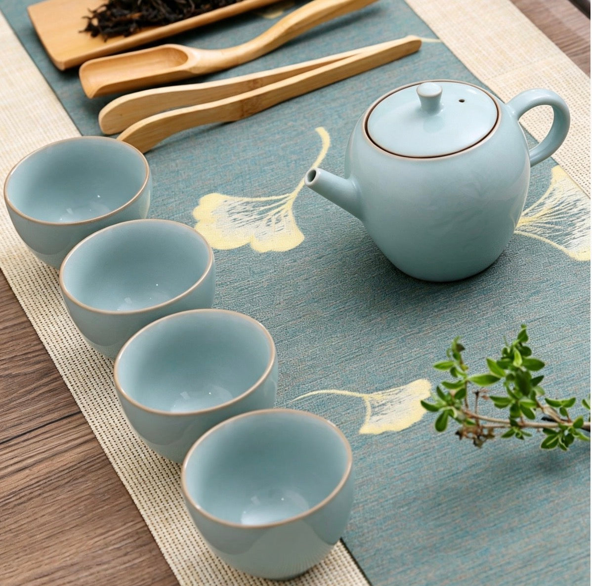 Longquan Celadon Orchid Flower Tea Set