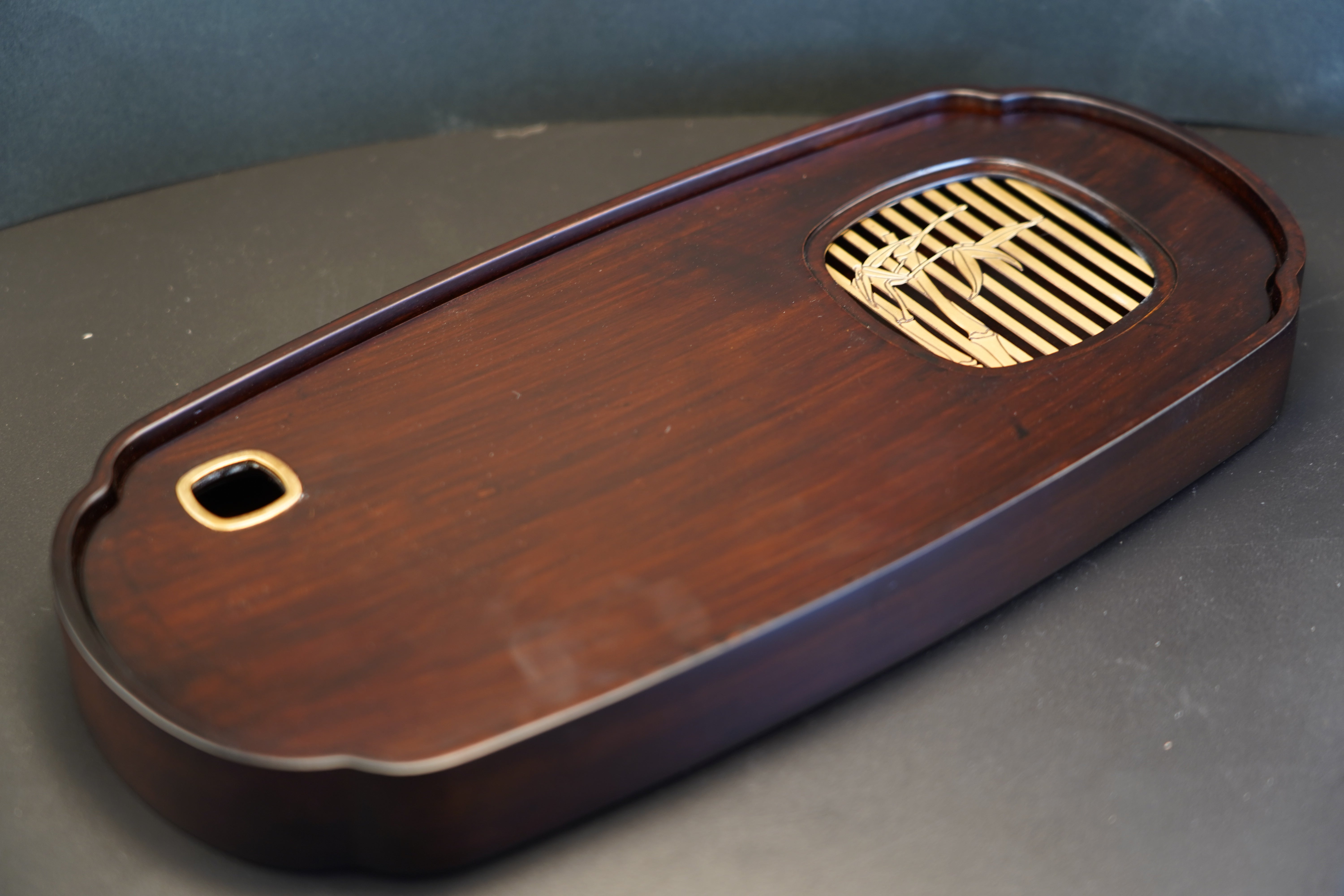 Large Red Bamboo Tea Tray (with sink)