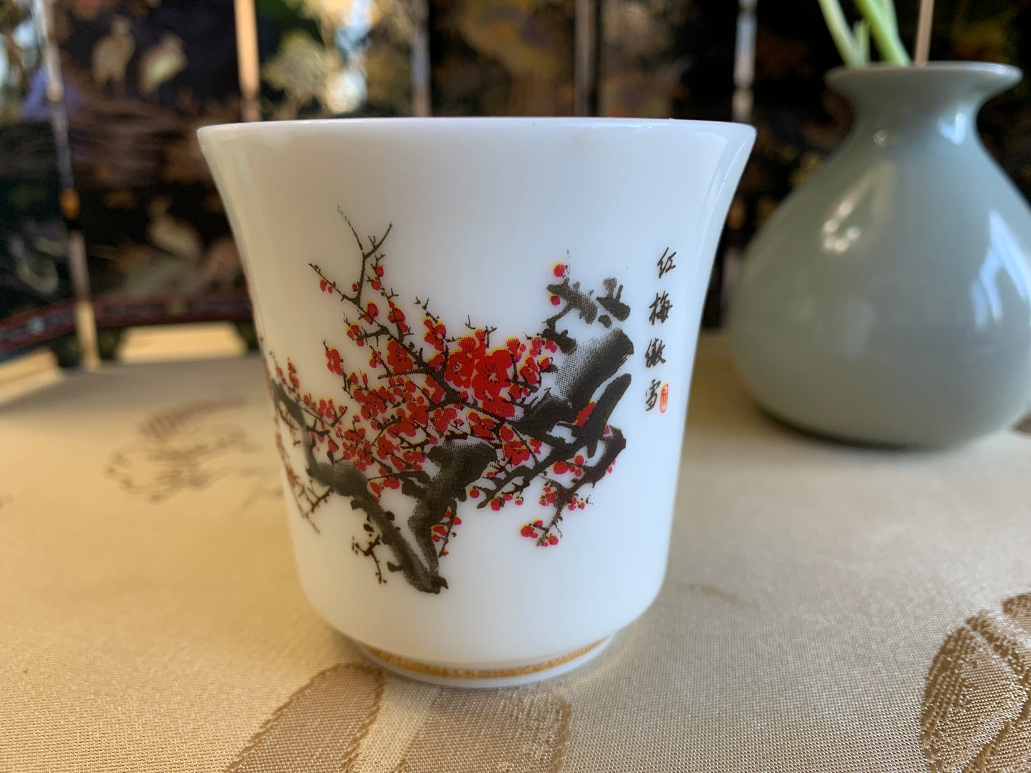 Magic Teacup--Red Plum Blossom
