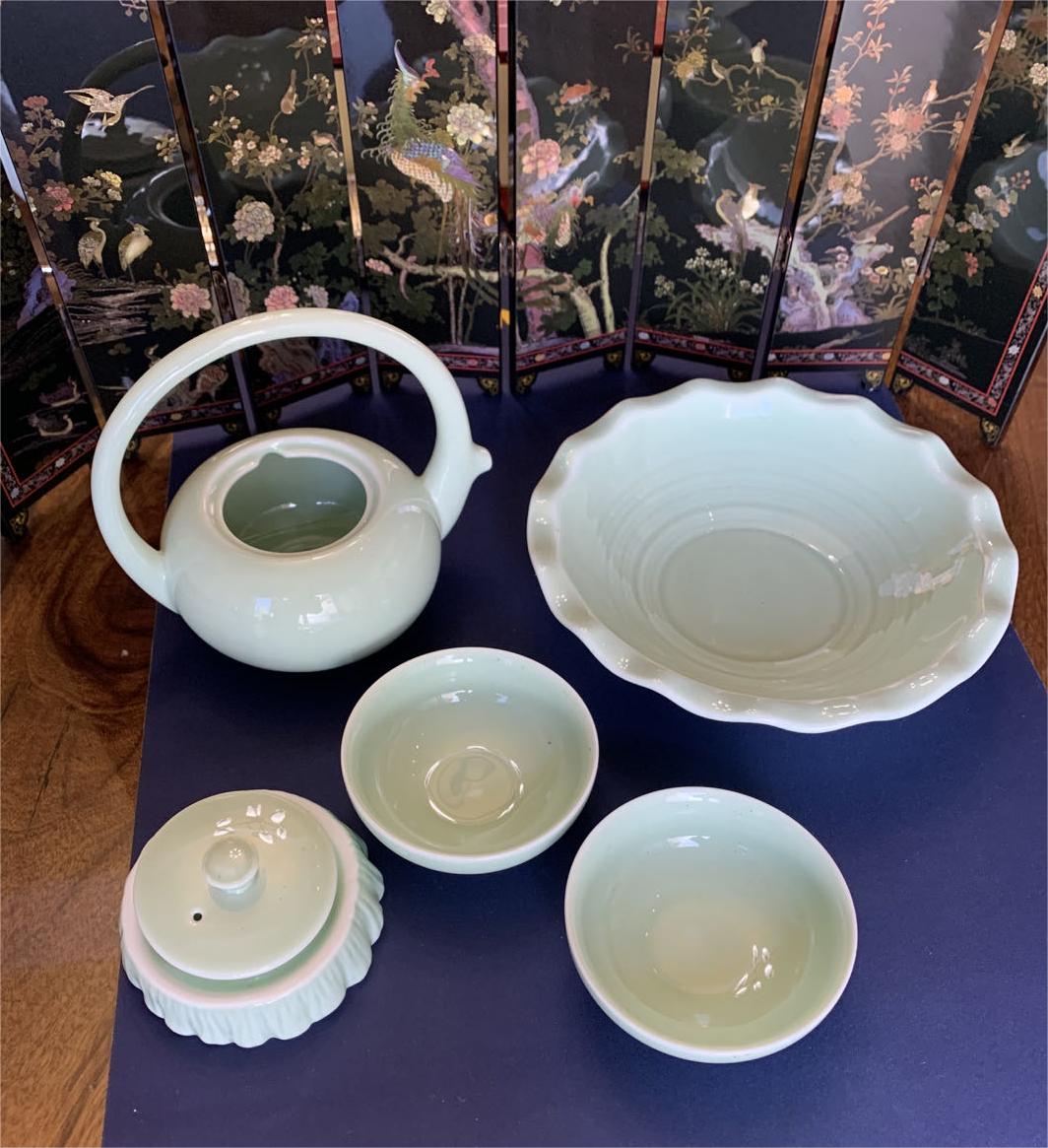 Blooming Flowers And Full Moon Ru Kiln Tea Set