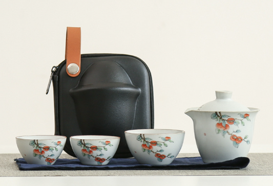 Hand-painted Flower & Fruit Travel Tea Set Level B
