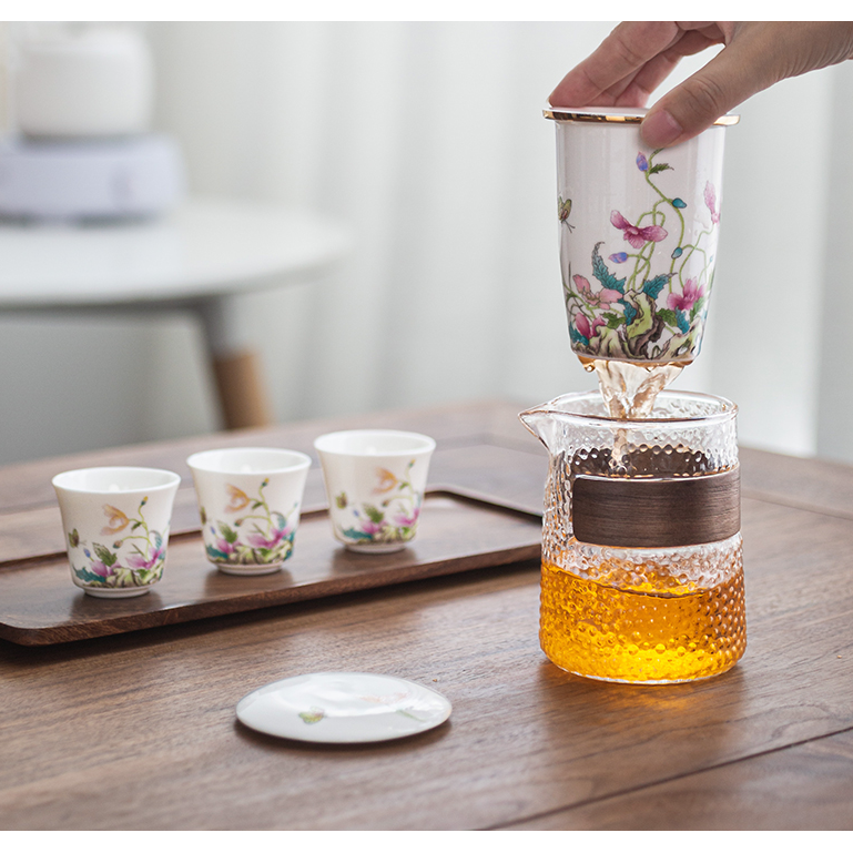 Flower & Butterfly Travel Tea Set 3 cups – TSTea
