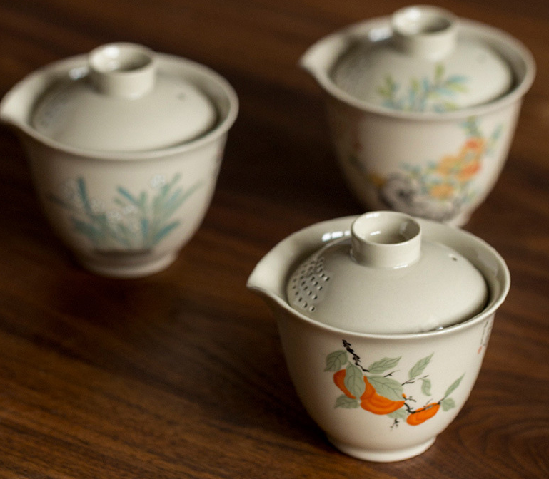 Hand Painted 4 Style Ash Ceramic Travel Tea Set