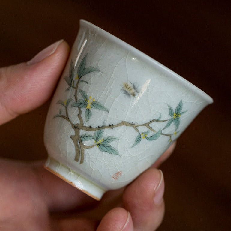 2 Style Flower Handmade Ash Ceramic Gift Tea Set