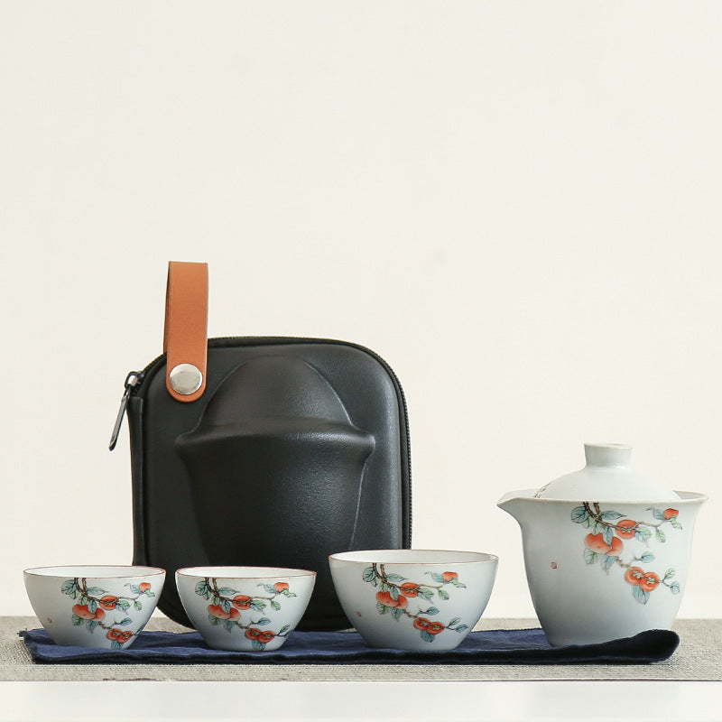 Hand-painted Flower & Fruit Travel Tea Set Level B