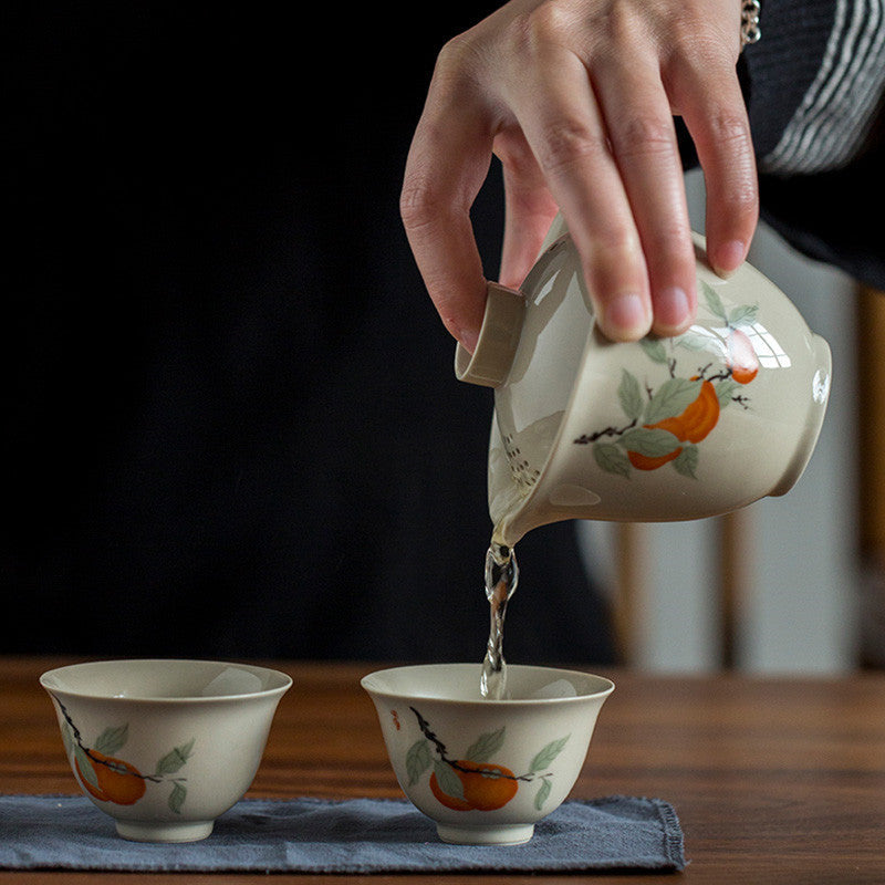 Hand Painted 4 Style Ash Ceramic Travel Tea Set