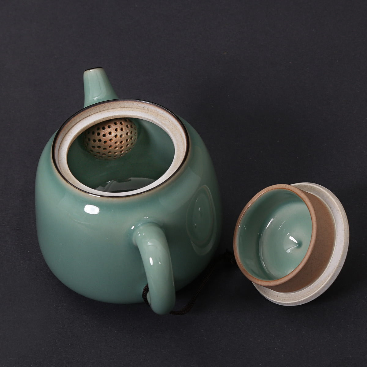 Gift Tea Set, Longquan Celadon - 1 Teapot 4 Teacups (Tiao Dao, Di Sky, 6, CYYS)