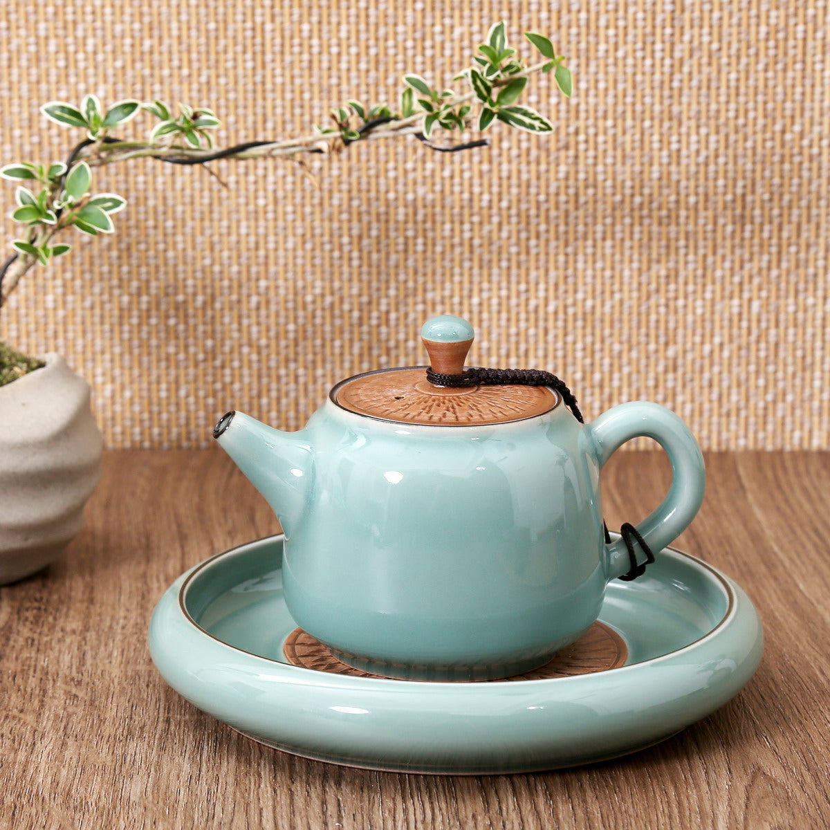 Gift Tea Set, Longquan Celadon - 1 Teapot 4 Teacups (Tiao Dao, Di Sky, 6, CYYS)