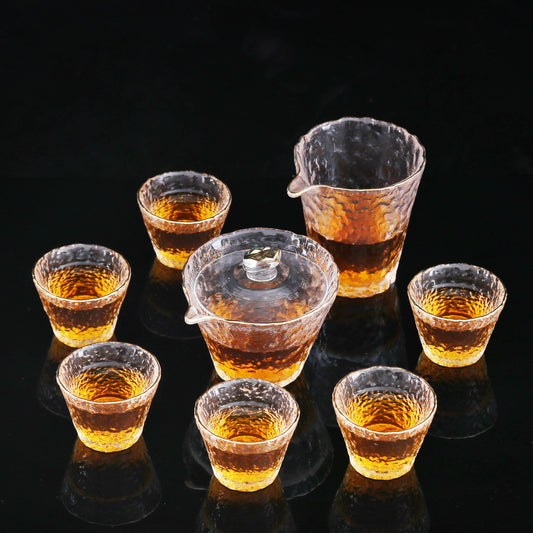 Ice Dew Glass Gaiwan 6 Cups Kongfu Tea Set