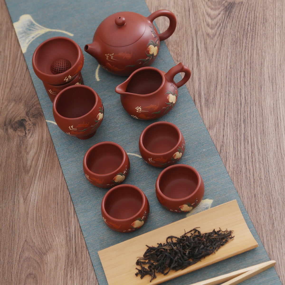 Gift Tea Set - 1 Teapot 4 Teacups (Yixing Ware, Zhu Ni, 9)