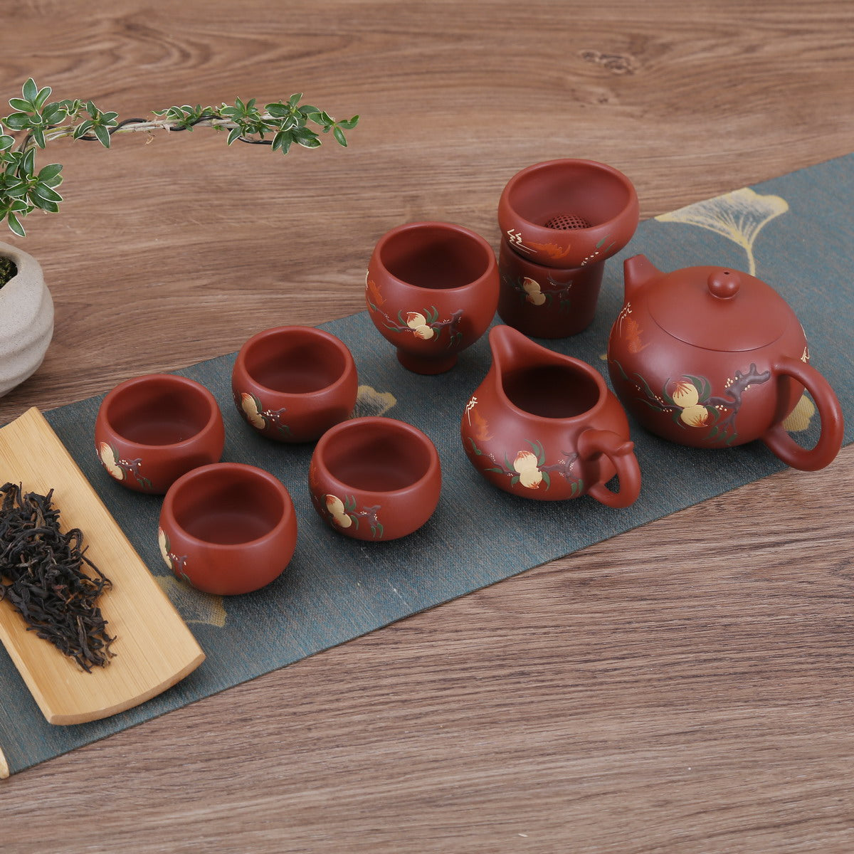 Gift Tea Set - 1 Teapot 4 Teacups (Yixing Ware, Zhu Ni, 9)