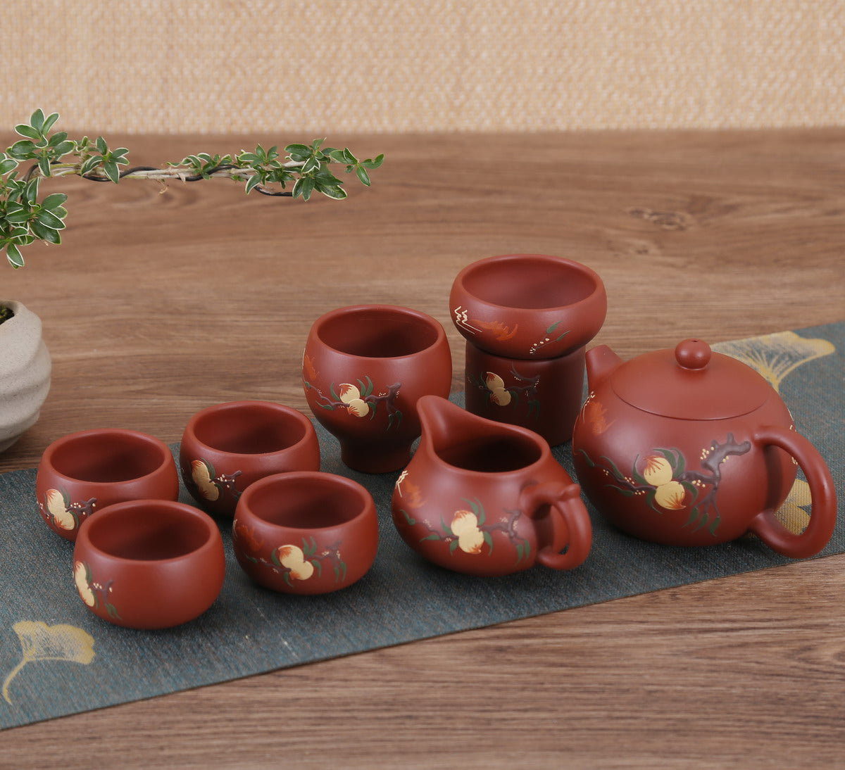 Gift Tea Set - 1 Teapot 4 Teacups (Yixing Ware, Zhu Ni, 9)