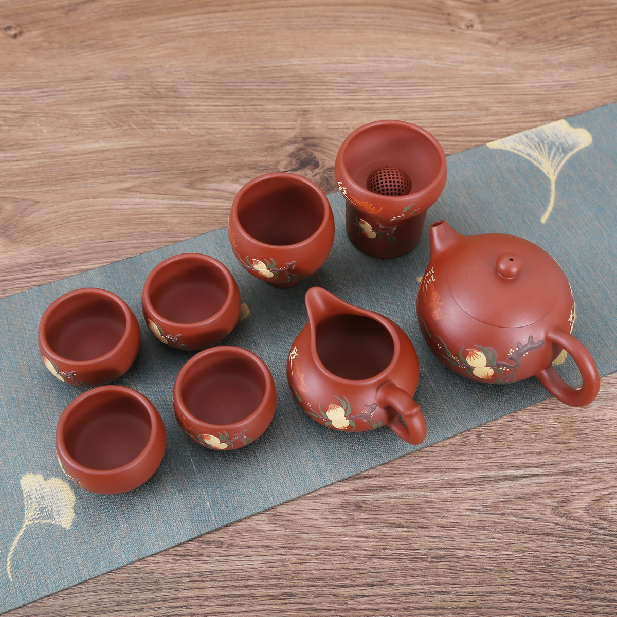 Gift Tea Set - 1 Teapot 4 Teacups (Yixing Ware, Zhu Ni, 9)