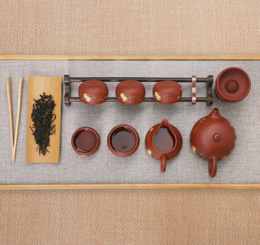 Gift Tea Set - 1 Teapot 4 Teacups (Yixing Ware, Zhu Ni, 9)
