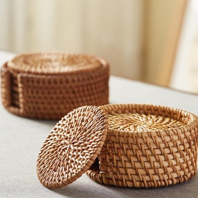 Handmade Smoked Rattan Tea Coaster