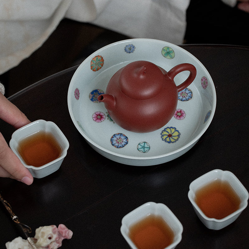 Jingdezhen Hand-Painted Pastel Dry Tea Tray (Hu Cheng)