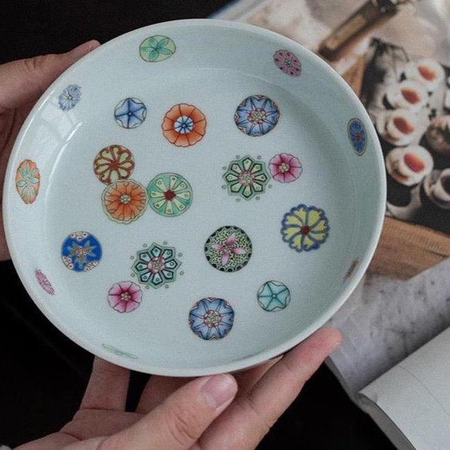 Jingdezhen Hand-Painted Pastel Dry Tea Tray (Hu Cheng)