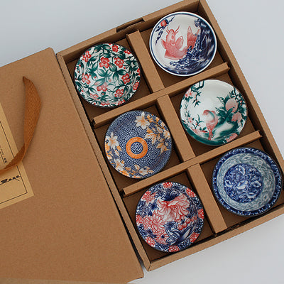 Wide Shape Blue And White Porcelain Teacup Set