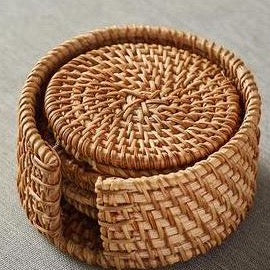 Handmade Smoked Rattan Tea Coaster