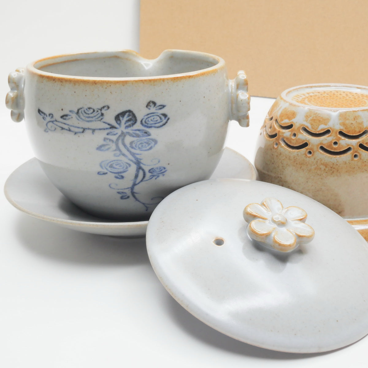 Blue small flower Travel Tea Set