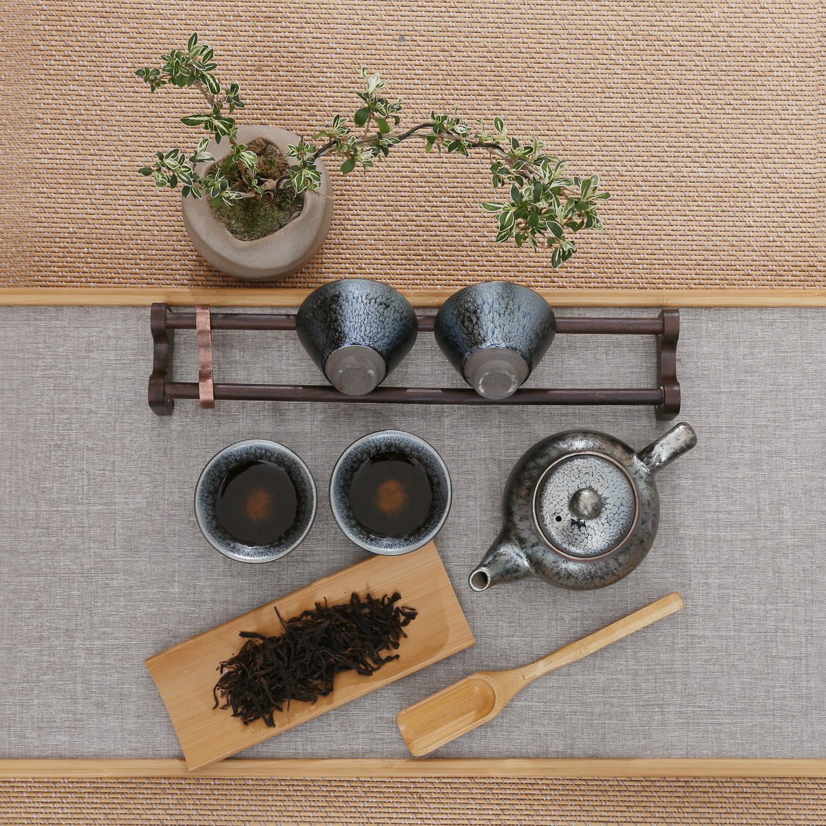 Blue Silver Flowers Jian Zhan Gift Tea Set-S - Taishan Tea Club
