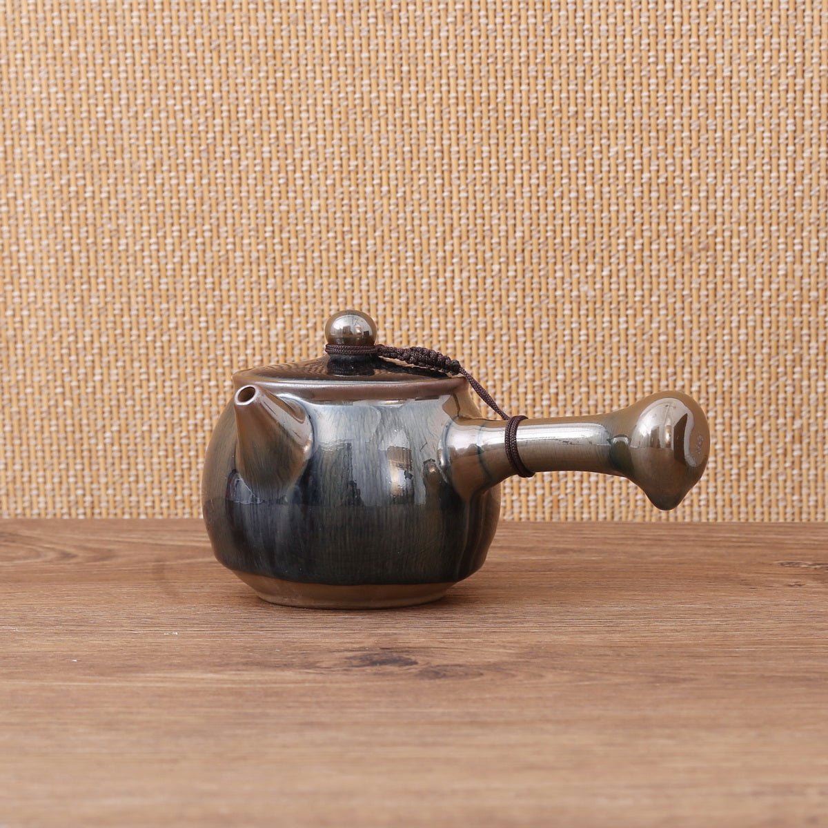 Brown Blue Fur Single Jian Zhan Long handle Teapot - Taishan Tea Club