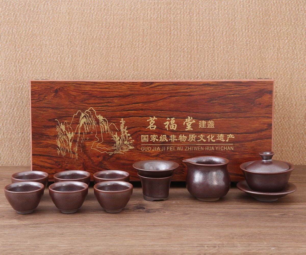 Chai Kiln Brown Jian Zhan Gift Tea Set - Taishan Tea Club